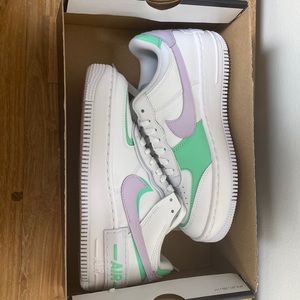 Green and Purple Nike Air Force 1 Shadows.